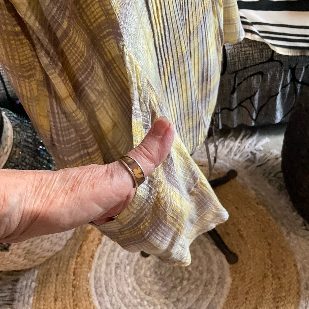 Free People One Yellow and Gray Plaid Women's Tunic M - Picture 7 of 11
